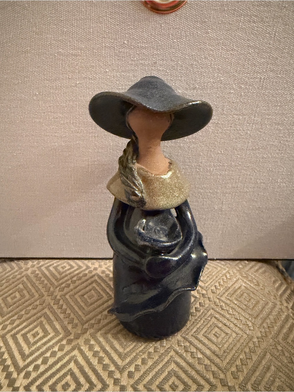 Decorative Ceramic Louise Auger Figurine in Blue and Gray Elegant Home Art